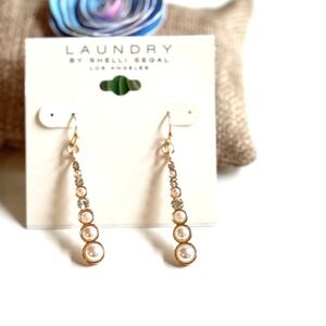 Laundry by Shelli Segal Faux Pearl Multi Color and Crystal Drop Earrings NEW